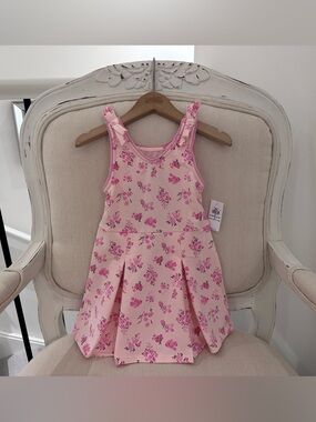 🎀 2T Toddler Girls Pink Floral Tank Fit & Flare Tennis Dress NWT